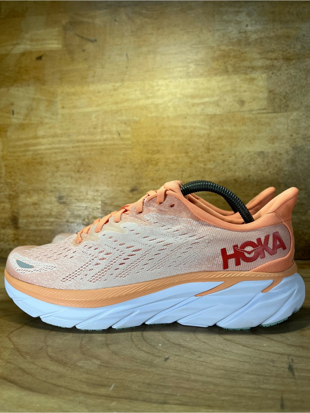 Hoka One One Clifton 8 Womens Size 10.5 Running Shoes Sneakers Cantaloupe - Picture 4 of 12